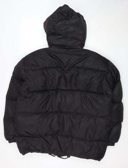 IDEAL Mens Black M Puffer Jacket Hooded Nylon Down Winter Coat
