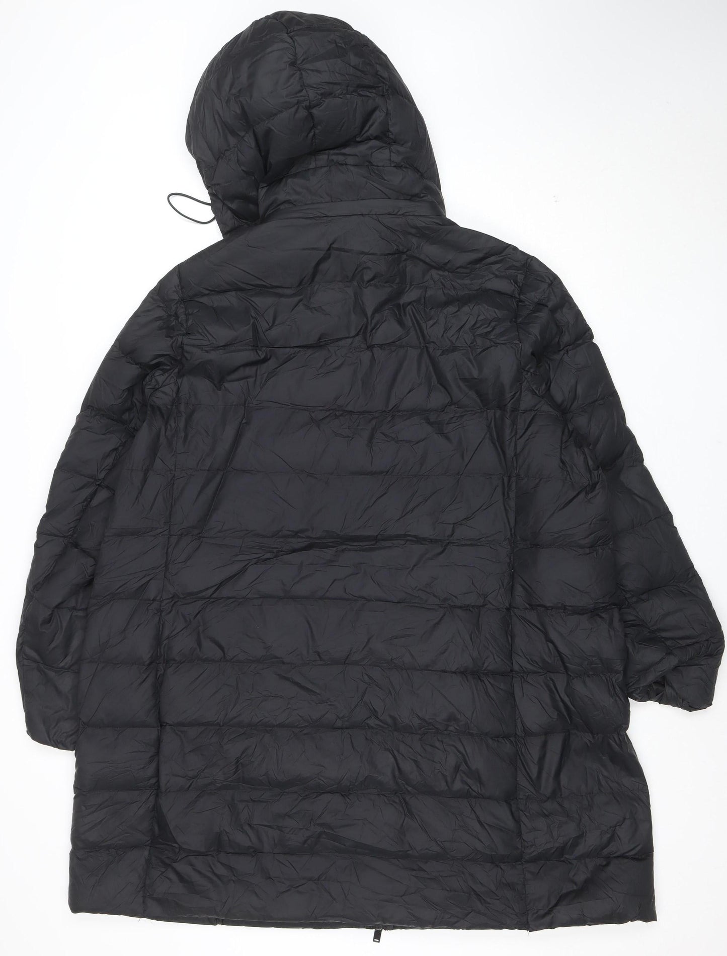 Marks and Spencer Womens Black Size 24 Puffer Jacket Hooded Mid-Length Coat