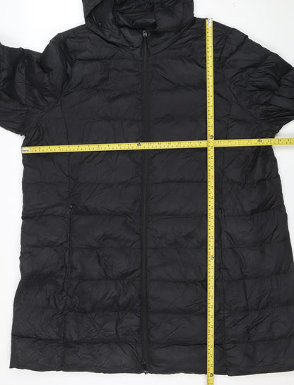 Marks and Spencer Womens Black Size 24 Puffer Jacket Hooded Mid-Length Coat