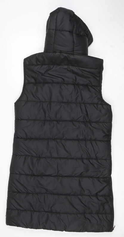 I Saw It First Womens Black Puffer Hooded Long Waistcoat M