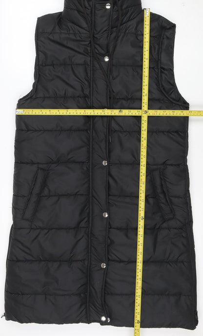 I Saw It First Womens Black Puffer Hooded Long Waistcoat M