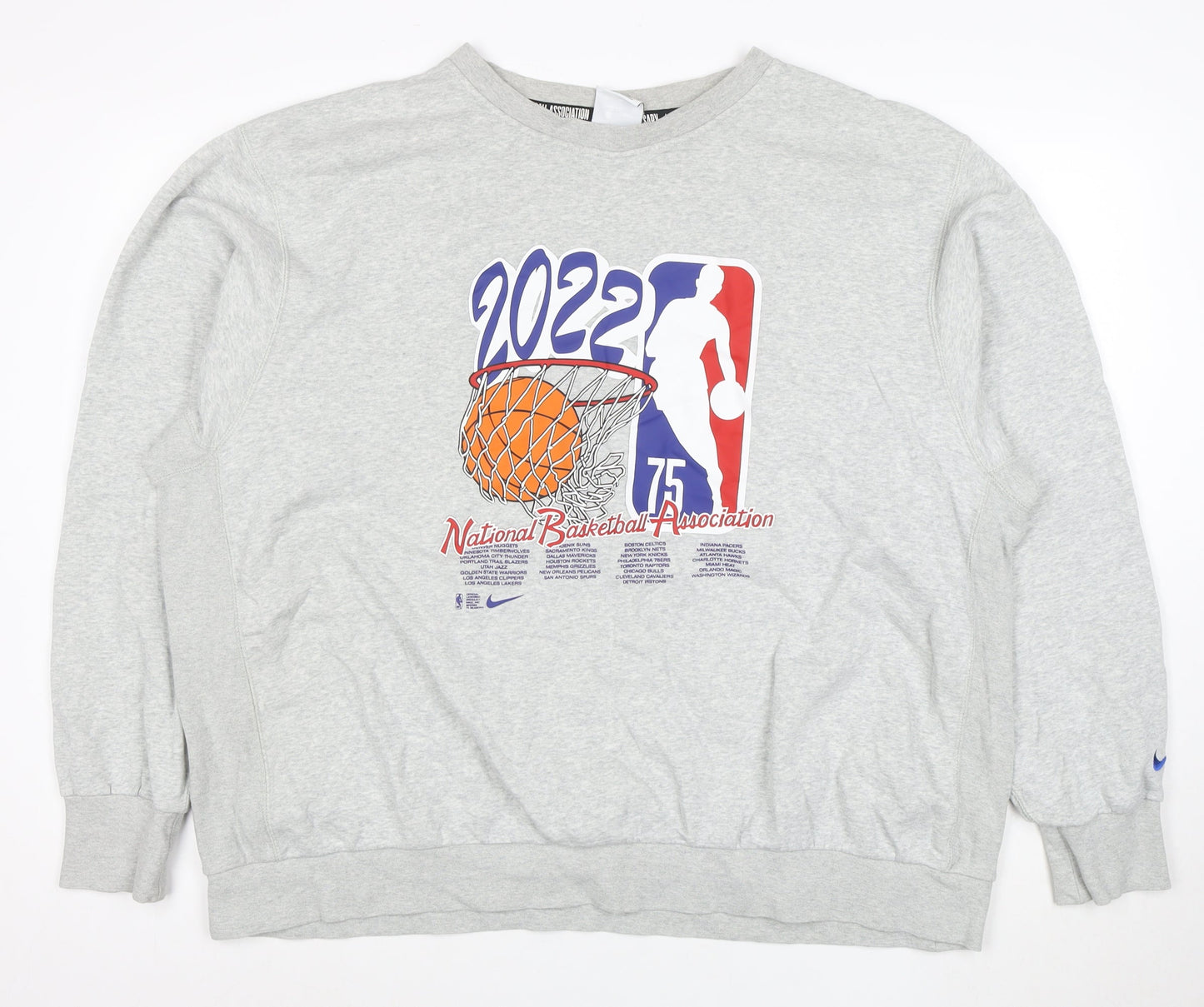 Nike Men's Grey 2XL Crew Neck NBA 2022 Sweatshirt