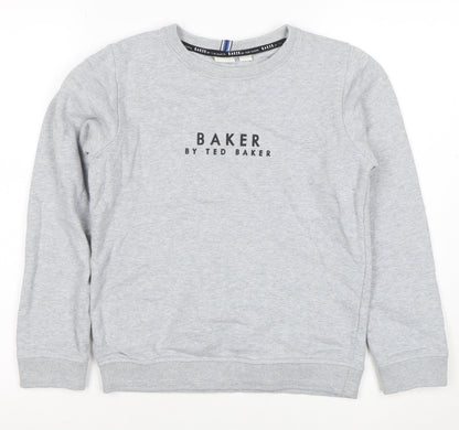 Baker by Ted Baker Boys Grey Logo Sweatshirt 11 Years Cotton Blend