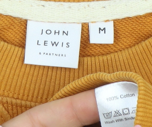 John Lewis Men Mustard Sweatshirt M Crew Neck Cotton Casual Top