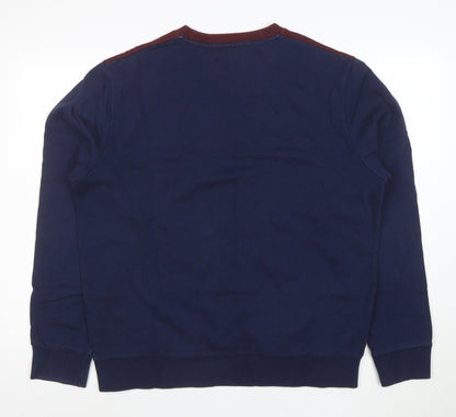 Fred Perry Men's Blue Crew Neck Colour Block Sweatshirt L