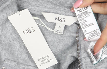 Marks and Spencer Women Grey XL 1/2 Zip Pullover Sweatshirt