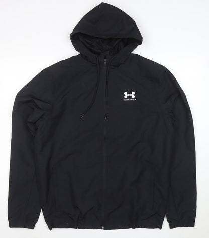Under Armour Men's Black M Hooded Full Zip Sports Windbreaker Jacket