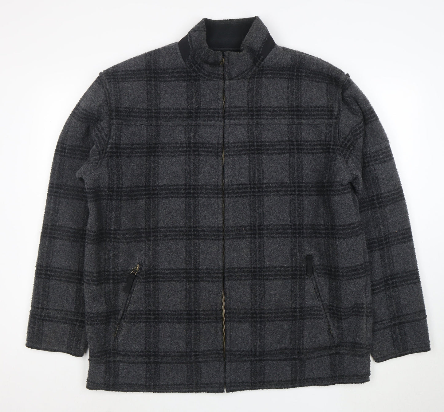 NEXT Men's Grey Check XL Full Zip Fleece Lined Jacket