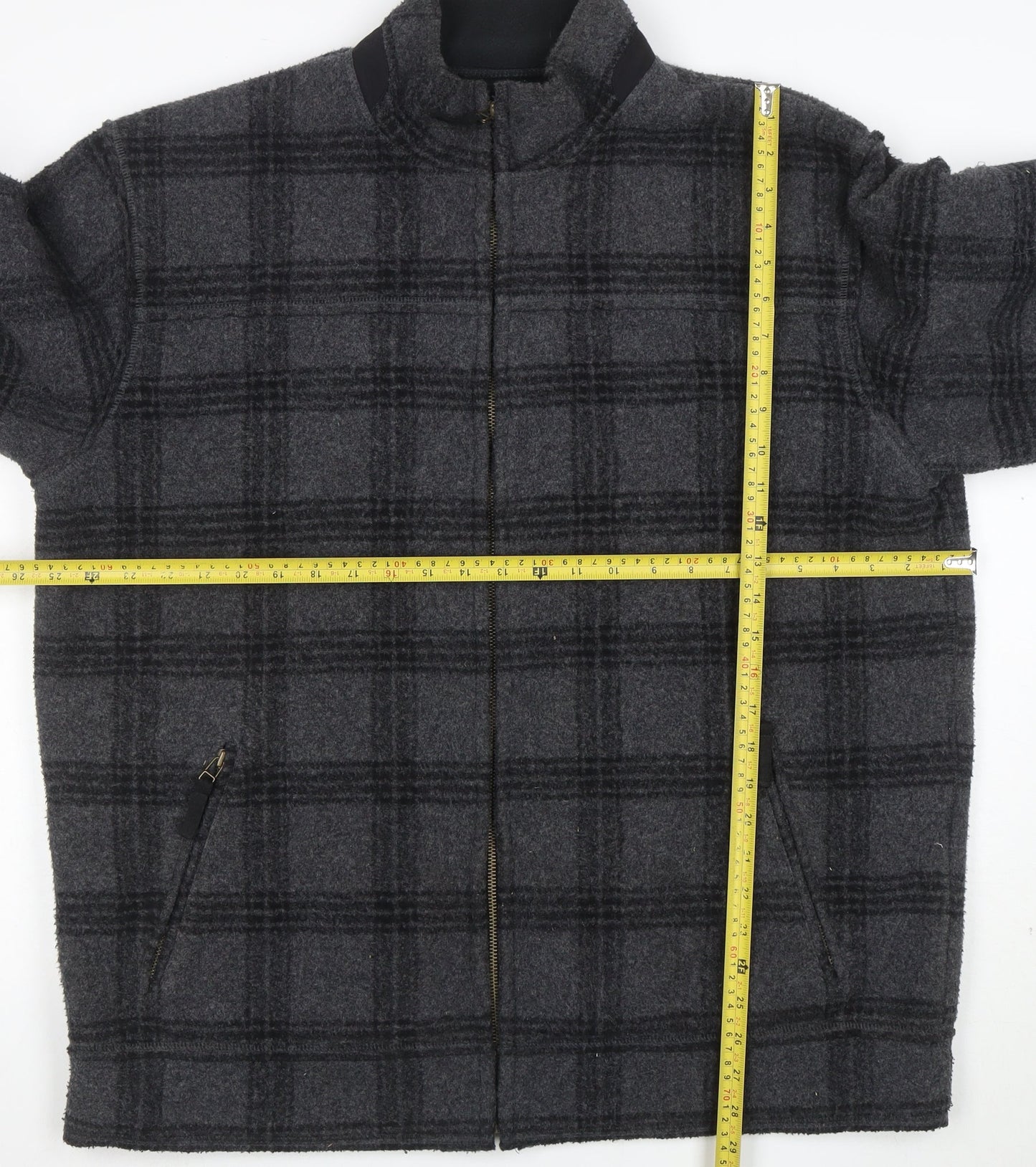 NEXT Men's Grey Check XL Full Zip Fleece Lined Jacket