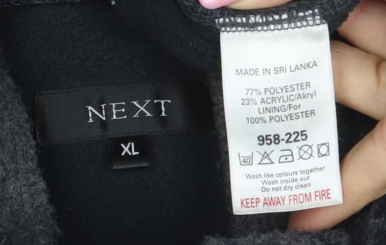 NEXT Men's Grey Check XL Full Zip Fleece Lined Jacket