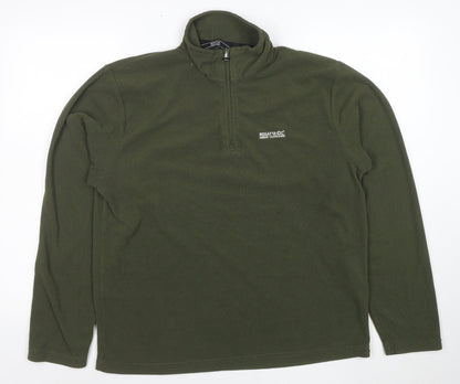 Regatta Mens Green Fleece 1/2 Zip Pullover Sweatshirt Size M