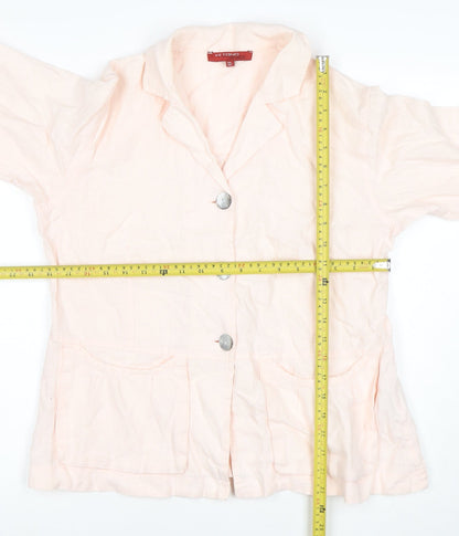 Vetono Women Ivory Linen Blazer Jacket Size L Casual Lightweight