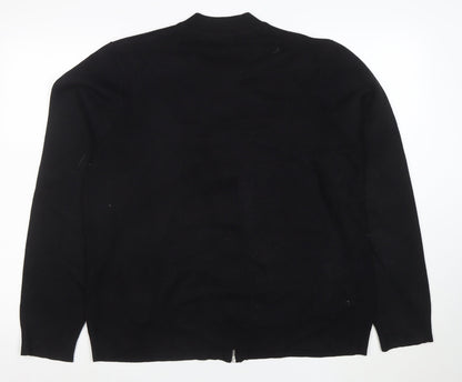 Threadbare Women Black Full Zip Sweatshirt L Cotton Blend Casual