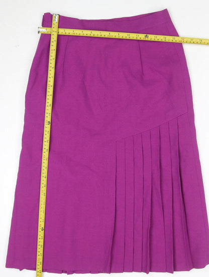 Jacques Vert Womens Purple Pleated Midi Skirt Size 12 Formal