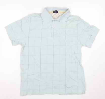 Paul Smith Jeans Men's Blue Check Cotton Polo Shirt Size L
