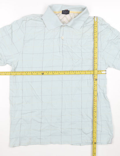 Paul Smith Jeans Men's Blue Check Cotton Polo Shirt Size L