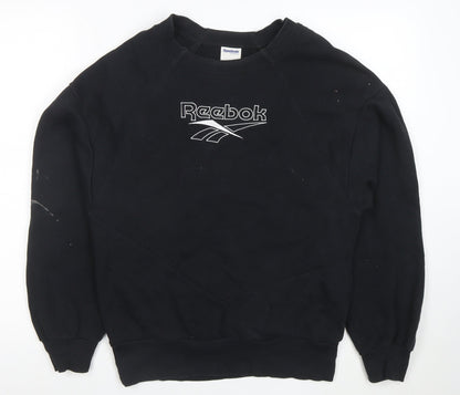 Reebok Classic Women's Black Small Pullover Sweatshirt Logo Crew Neck