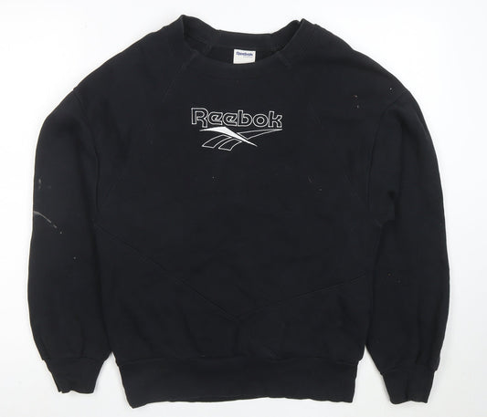 Reebok Classic Women's Black Small Pullover Sweatshirt Logo Crew Neck