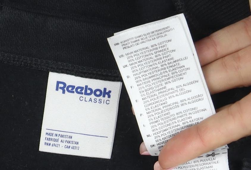 Reebok Classic Women's Black Small Pullover Sweatshirt Logo Crew Neck