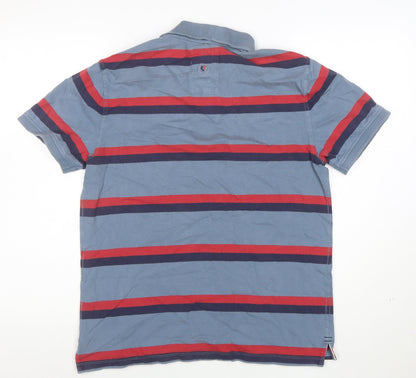 Fat Face Men's Blue Striped Short Sleeve Cotton Polo Shirt Size M