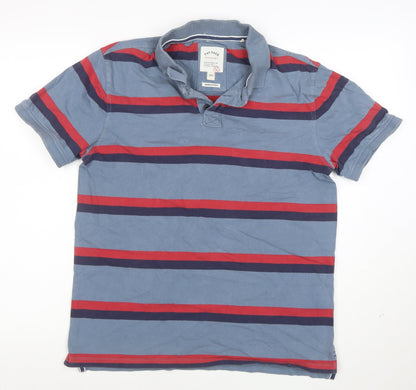 Fat Face Men's Blue Striped Short Sleeve Cotton Polo Shirt Size M