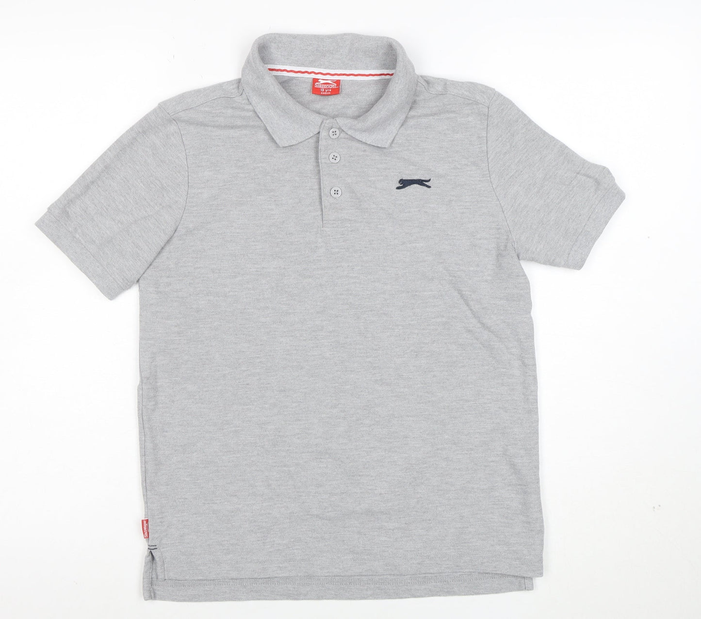 Slazenger Boys Grey Polo Shirt 13 Years Short Sleeve Regular Fit