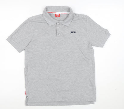 Slazenger Boys Grey Polo Shirt 13 Years Short Sleeve Regular Fit