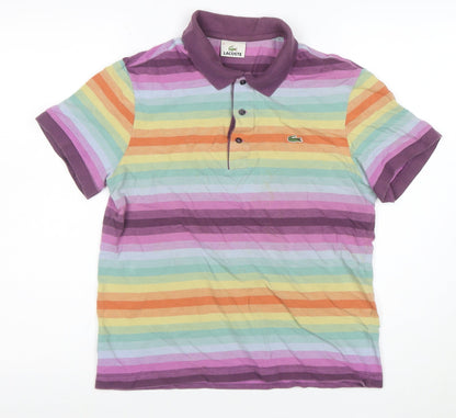 Lacoste Womens Multicoloured Stripe Cotton Polo Shirt L