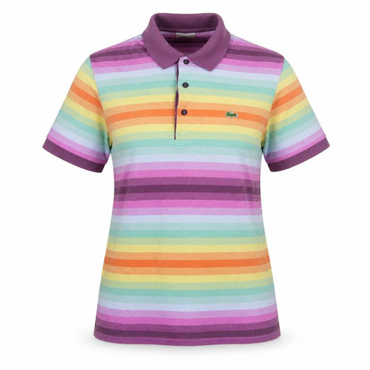 Lacoste Womens Multicoloured Stripe Cotton Polo Shirt L