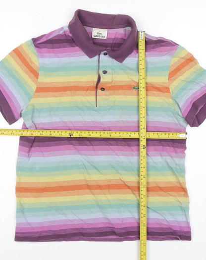 Lacoste Womens Multicoloured Stripe Cotton Polo Shirt L
