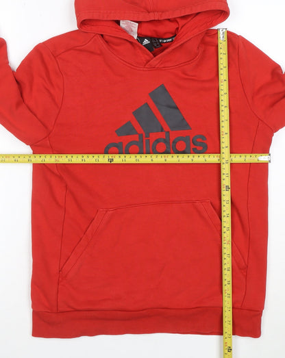 Adidas Boys Red Pullover Hoodie Size 13-14 Years Cotton Blend