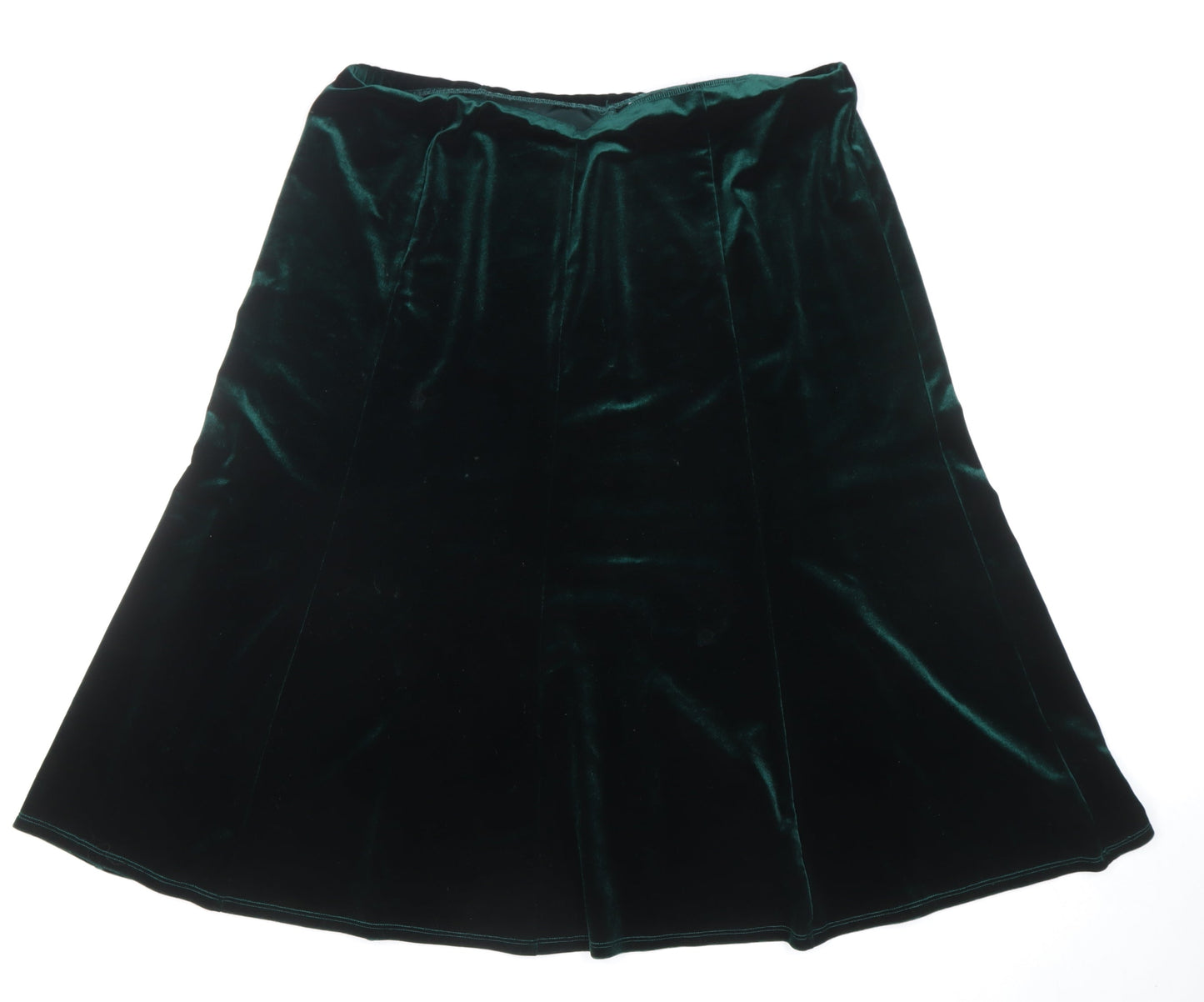 Julipa Womens Green Velvet A-Line Midi Skirt Size 18 Stretch