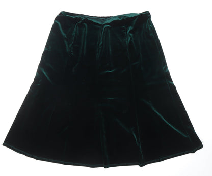 Julipa Womens Green Velvet A-Line Midi Skirt Size 18 Stretch