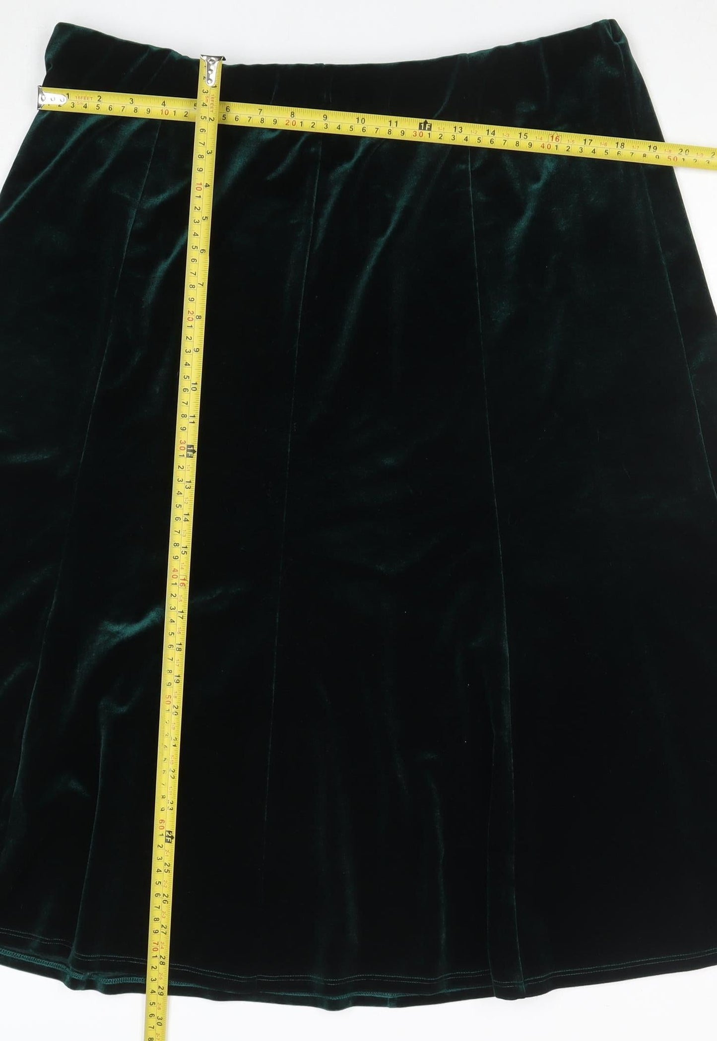Julipa Womens Green Velvet A-Line Midi Skirt Size 18 Stretch