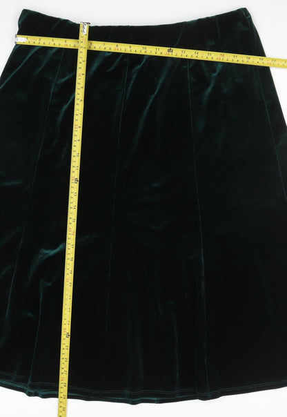 Julipa Womens Green Velvet A-Line Midi Skirt Size 18 Stretch