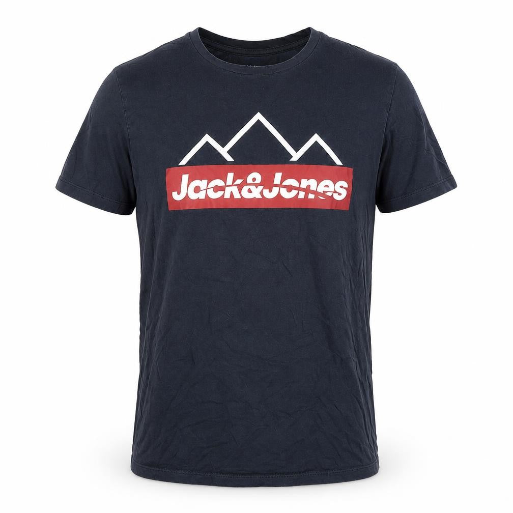 Jack & Jones Men's Blue Graphic Logo T-Shirt Size S Regular Fit