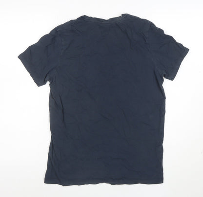 Jack & Jones Men's Blue Graphic Logo T-Shirt Size S Regular Fit