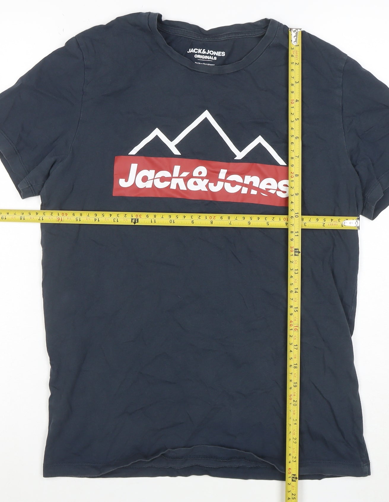 Jack & Jones Men's Blue Graphic Logo T-Shirt Size S Regular Fit