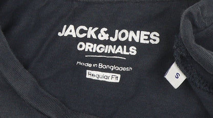 Jack & Jones Men's Blue Graphic Logo T-Shirt Size S Regular Fit