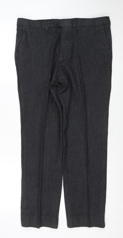 Next Signature Men’s Grey Wool Dress Pants 34S Regular Fit