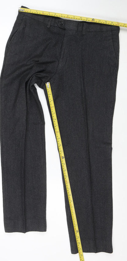 Next Signature Men’s Grey Wool Dress Pants 34S Regular Fit