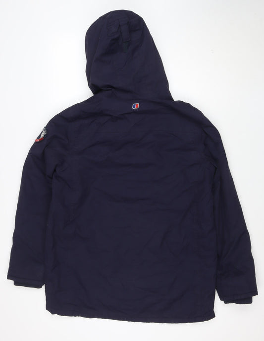 Berghaus Boys Blue Waterproof Hooded Parka Coat 14-15 Years Lined Outdoor