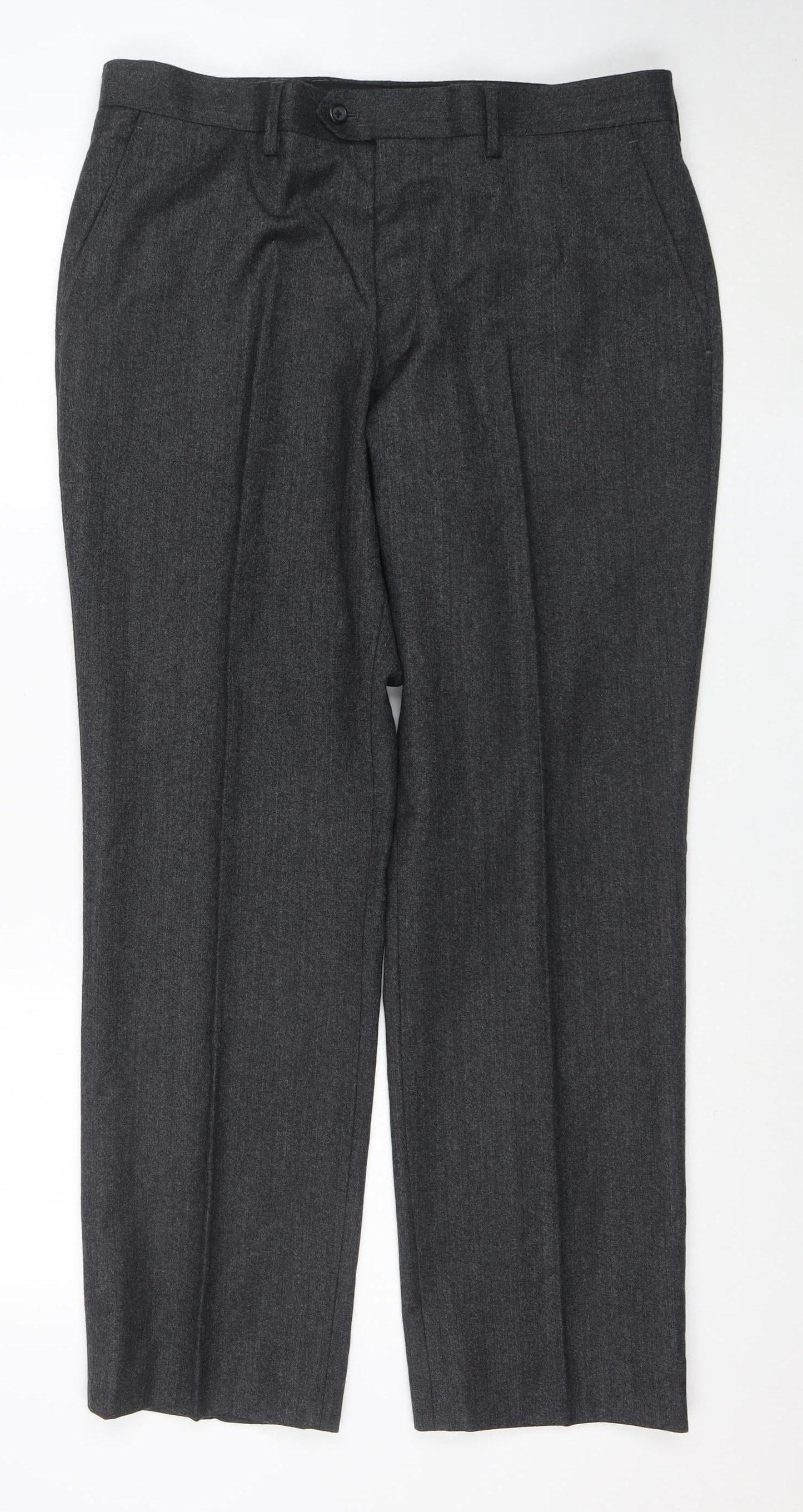 Next Men’s Grey Wool Dress Pants 34S Formal Trousers