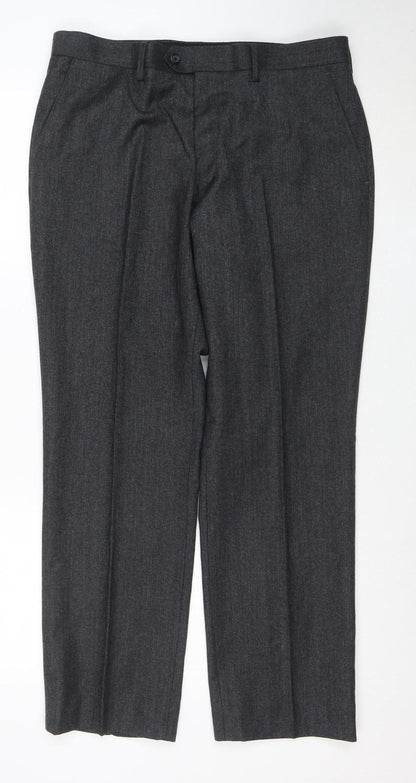 Next Men’s Grey Wool Dress Pants 34S Formal Trousers