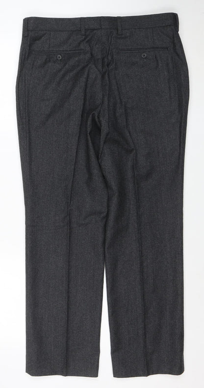 Next Men’s Grey Wool Dress Pants 34S Formal Trousers