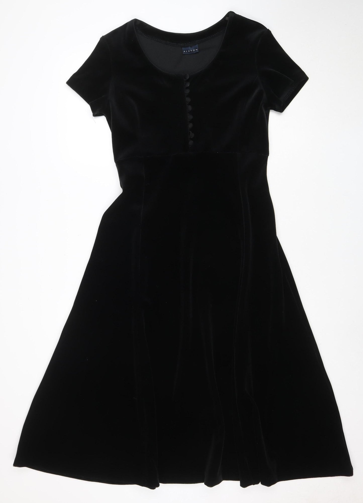 Alexon Women's Black Velvet Fit & Flare Dress Size 14