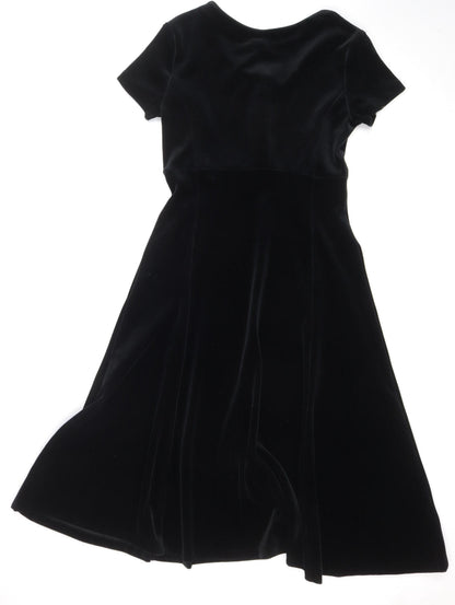 Alexon Women's Black Velvet Fit & Flare Dress Size 14