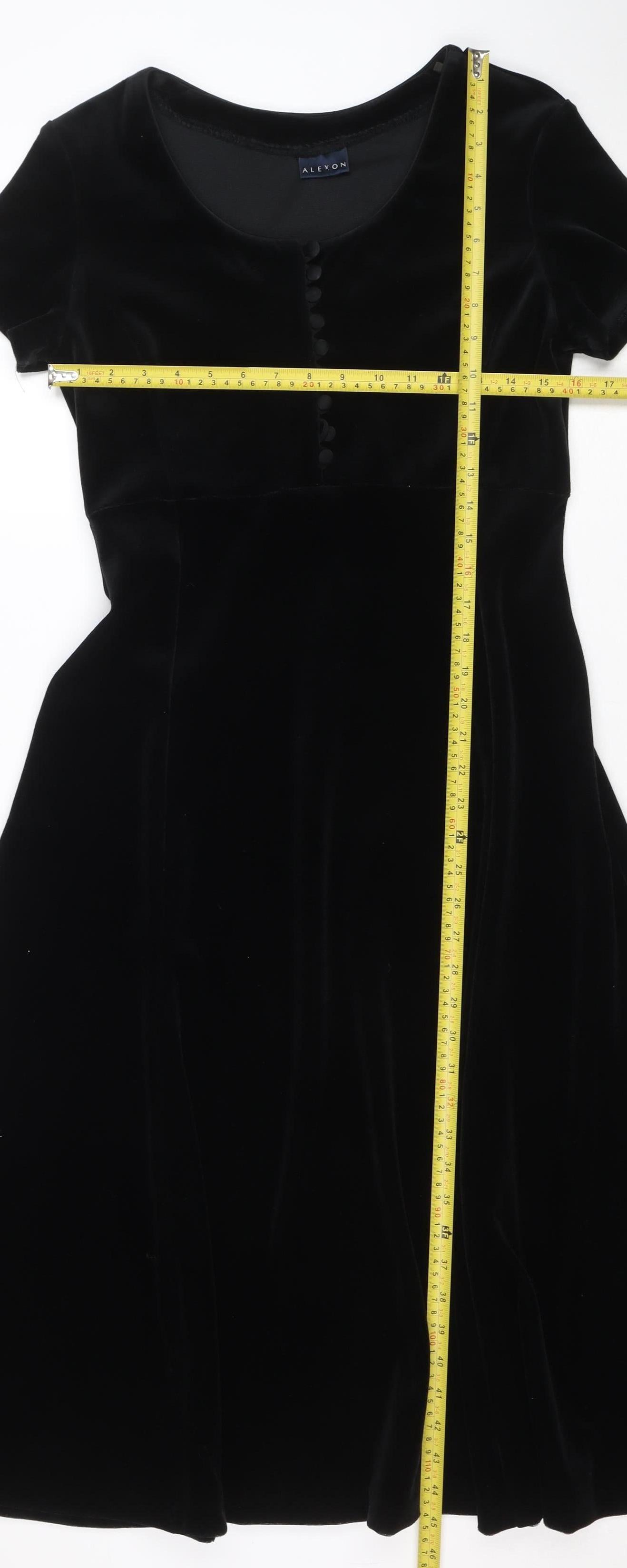 Alexon Women's Black Velvet Fit & Flare Dress Size 14