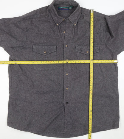 Claybrooke Outdoors Men's Grey Flannel Button-Up Shirt XL