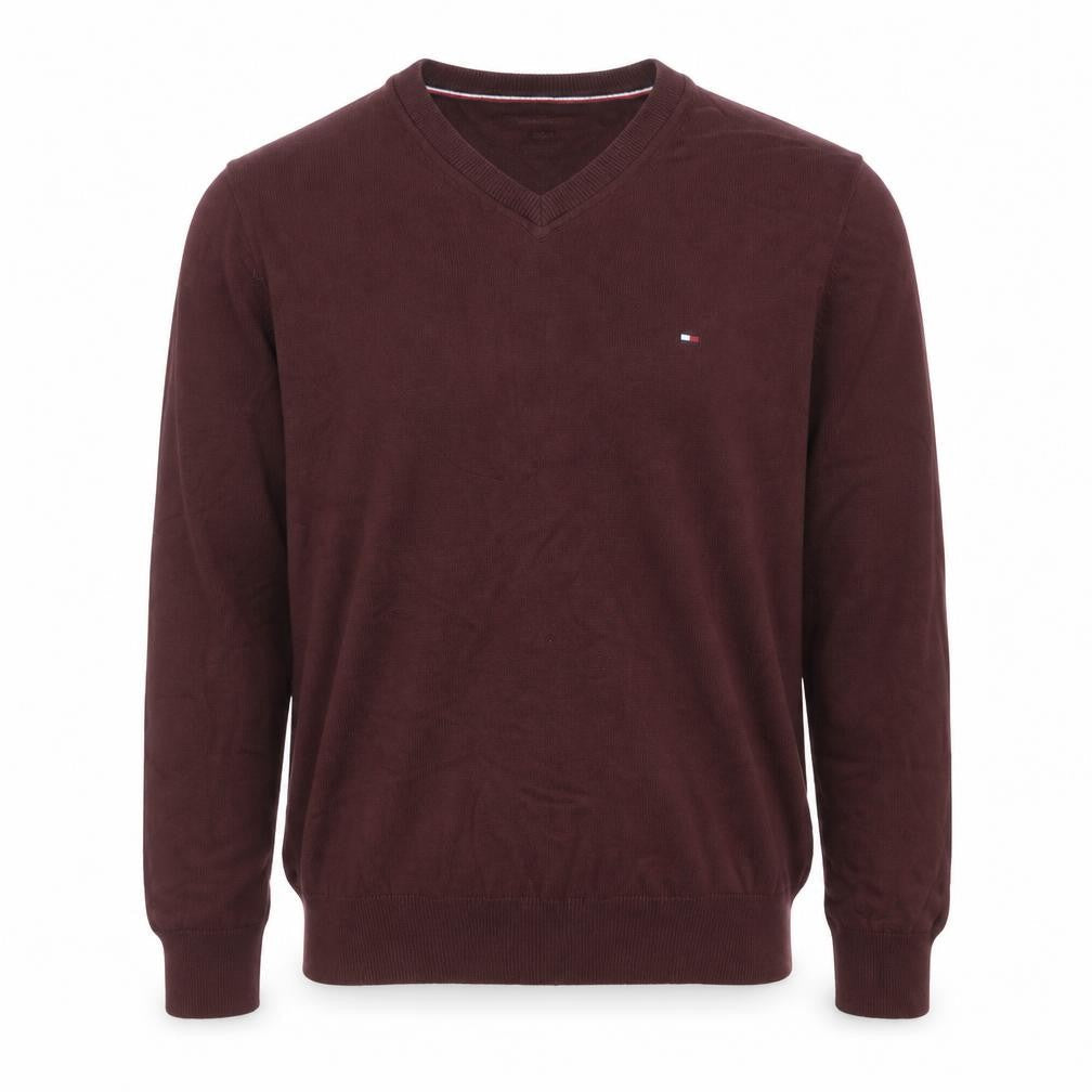 Tommy Hilfiger Men’s Brown Cotton V-Neck Jumper Size S